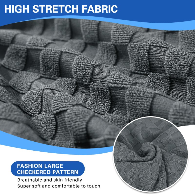 MAXIJIN Recliner Cover Slipcovers for Living Room 4 Pieces Stretch Jacquard Recliner Chair Cover Soft Fitted Recliner Protector with Elastic Bottom for Kids, Pets (Recliner, Dark Gray) - Image 4